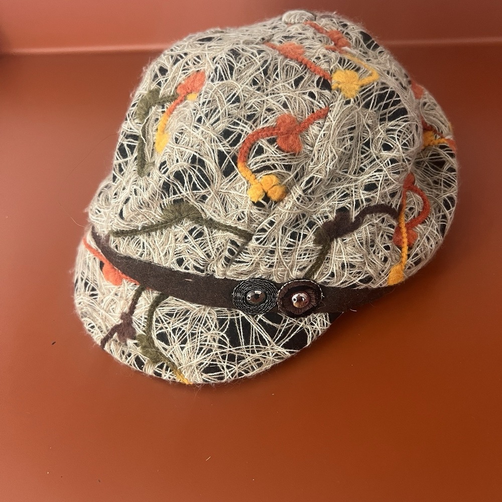 Koutake Hat M Embroidered Fiddler Fisherman Cap‎ Newsboy Cabbie Vtg